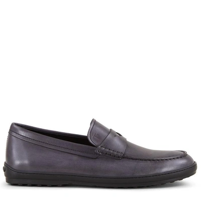 Shop Tod's Loafers In Leather In Grey