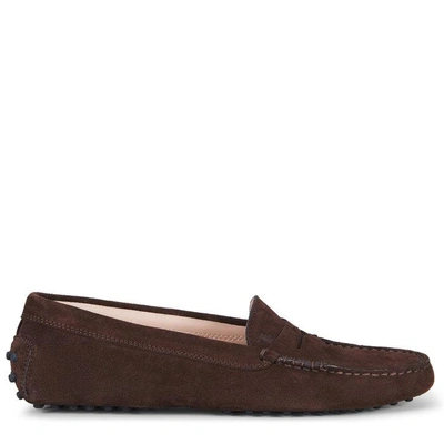 Shop Tod's Gommino Driving Shoes In Suede In Brown