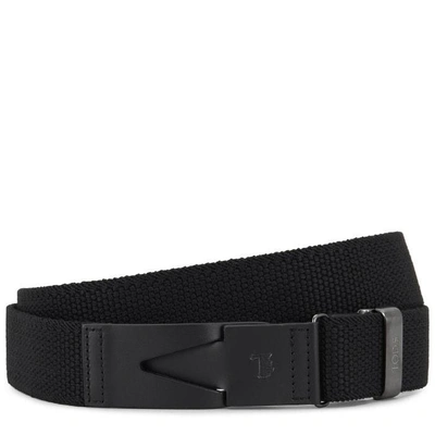 Shop Tod's Belt In Canvas And Leather In Black