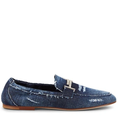 Shop Tod's Loafers In Denim In Blue