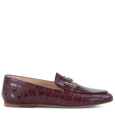 Shop Tod's Loafers In Leather In Burgundy