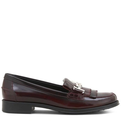 Shop Tod's Loafer In Leather In Burgundy