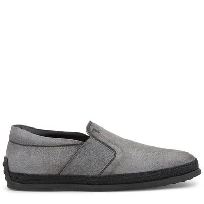 Shop Tod's Ons In Split Leather In Grey