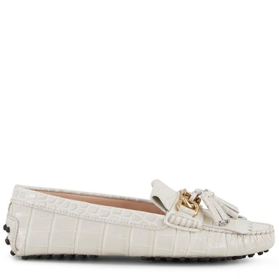Shop Tod's Gommino Driving Shoes In Leather In White