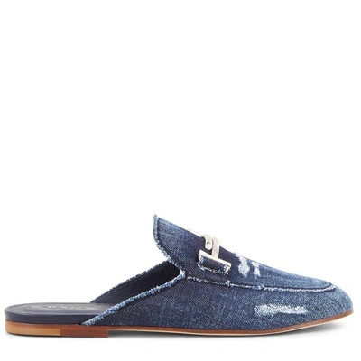 Shop Tod's Mules In Denim In Blue