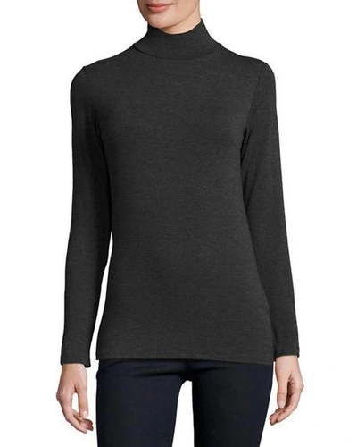 Majestic Soft Touch Mock Turtleneck Top In Anthracite