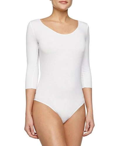 Shop Wolford Pure String Bodysuit In White