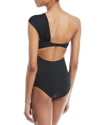 Shop Marysia Venice One-shoulder Maillot Swimsuit In Black