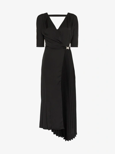 Shop Prada Tulle Midi-dress With Pleats In Black