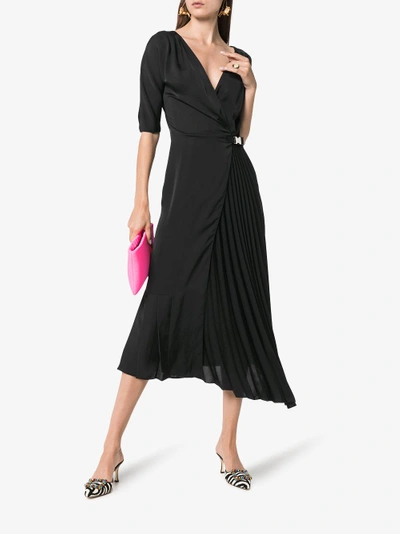 Shop Prada Tulle Midi-dress With Pleats In Black