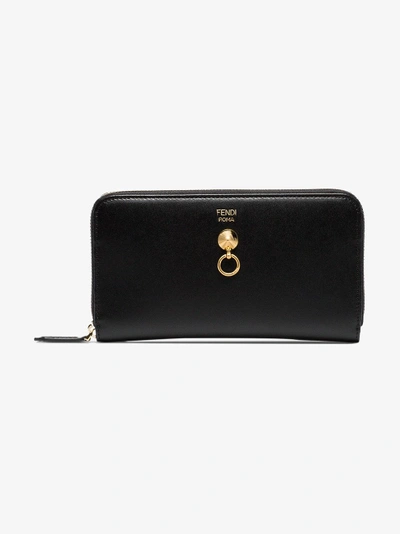 Shop Fendi Black Leather Zipped Purse