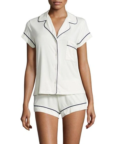 Shop Eberjey Gisele Shortie Pajama Set In Ivory/navy