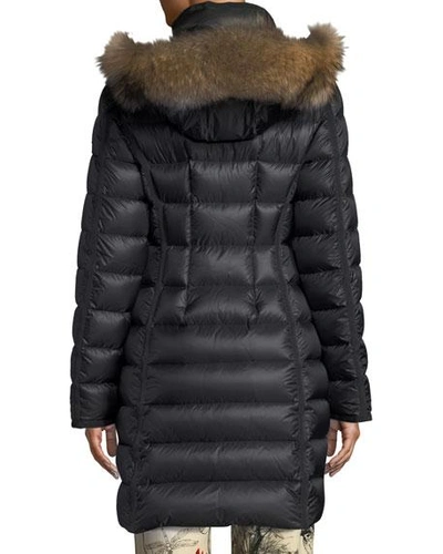 Shop Moncler Hermifur Fitted Puffer Coat With Removable Fur Hood In Black