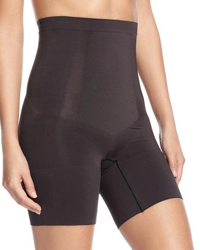 Shop Spanx Oncore High-waisted Mid-thigh Shorts In Black