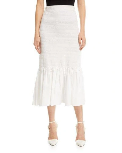 Shop Calvin Klein 205w39nyc Fitted Cotton Midi Skirt In White