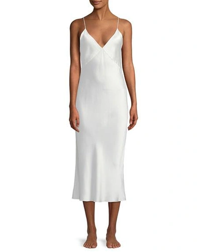 Shop Olivia Von Halle Issa Sleeveless Silk Nightgown In White