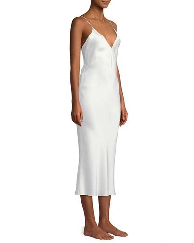 Shop Olivia Von Halle Issa Sleeveless Silk Nightgown In White