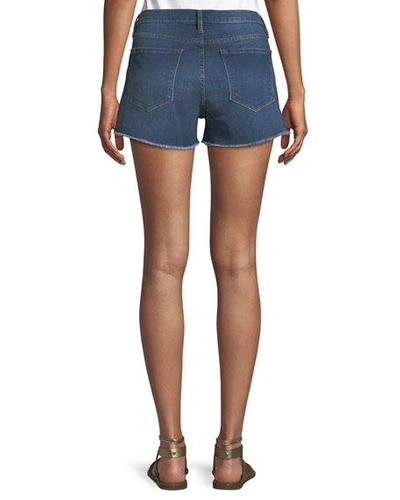Shop Frame Le Cutoff Denim Shorts In Blue