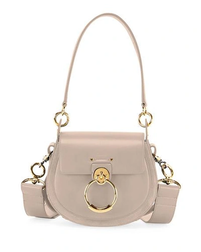 Shop Chloé Tess Small Leather/suede Camera Crossbody Bag In Gray