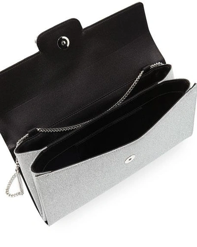 Roger Vivier Floral Crystal-buckle Glitter Fabric Envelope Clutch Bag In Silver