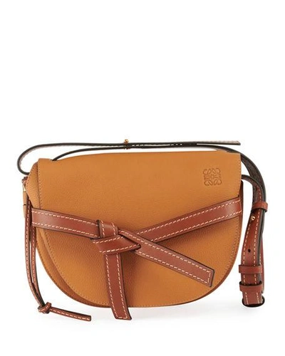 Shop Loewe Gate Small Calf Shoulder Bag In Tan