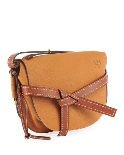 Shop Loewe Gate Small Calf Shoulder Bag In Tan