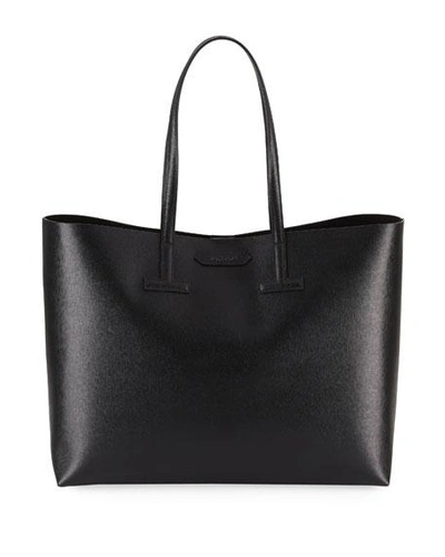 Shop Tom Ford Medium T Saffiano Leather Tote Bag In Black