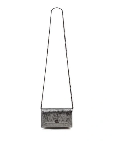 Akris Large Anouk Envelope Metallic Leather Crossbody Bag In Pewter