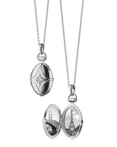Shop Monica Rich Kosann Sterling Silver Petite Bridle Locket Necklace With White Sapphires
