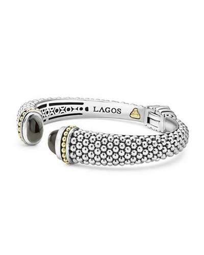 Shop Lagos Caviar Medium Cuff Bracelet In Onyx