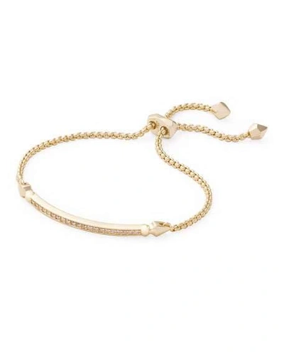 Shop Kendra Scott Ott Adjustable Chain Bracelet W/ Cubic Zirconia In Gold