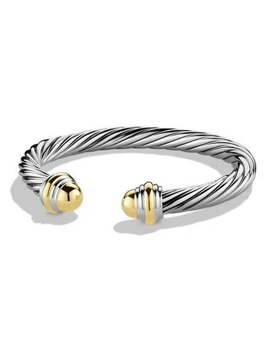Shop David Yurman Cable Bracelet With Gemstone And 14k Gold In Silver, 7mm In Silver/gold