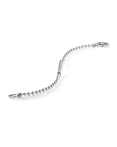 Shop Lagos Caviar Spark 3mm Diamond Station Bracelet In Silver