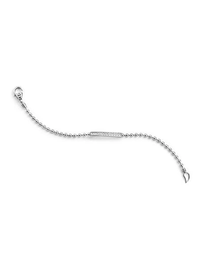 Shop Lagos Caviar Spark 3mm Diamond Station Bracelet In Silver