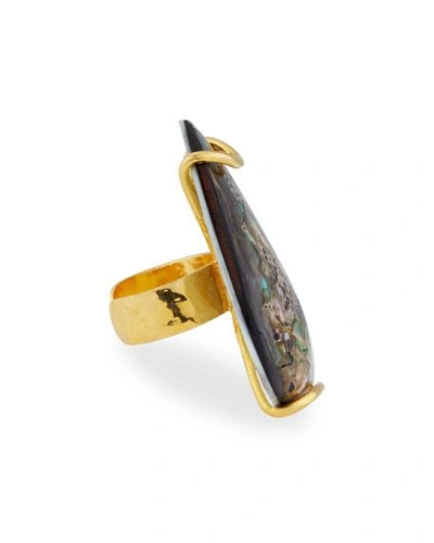 Shop Devon Leigh Abalone Teardrop Ring In Gold