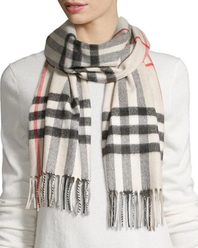 Shop Burberry Giant-check Cashmere Scarf In Stone Check