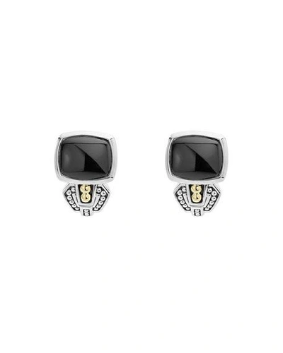 Shop Lagos Caviar Color Cabochon Stud Earrings In Onyx