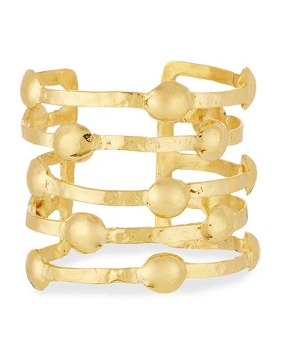 Shop Devon Leigh Dodgit Hammered Gold-plate Open Bar Cuff Bracelet