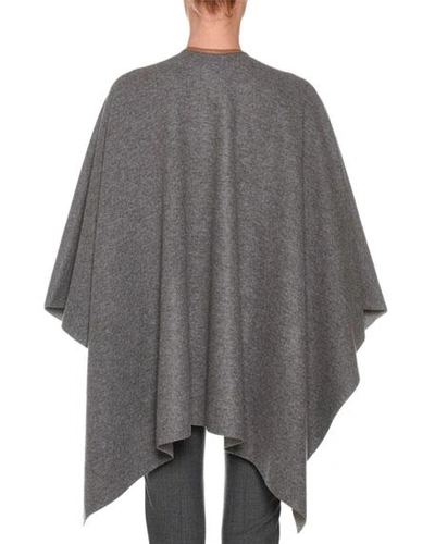 Shop Agnona Open-front Cashmere Shawl With Fur Pockets In Gray