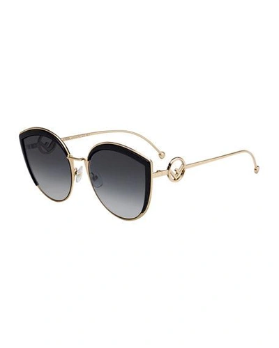 Shop Fendi Cat Eye Metal Gradient Sunglasses In Black