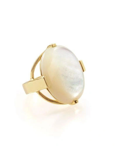 Shop Ippolita 18k Rock Candy Large Mother-of-pearl Oval Ring In Black