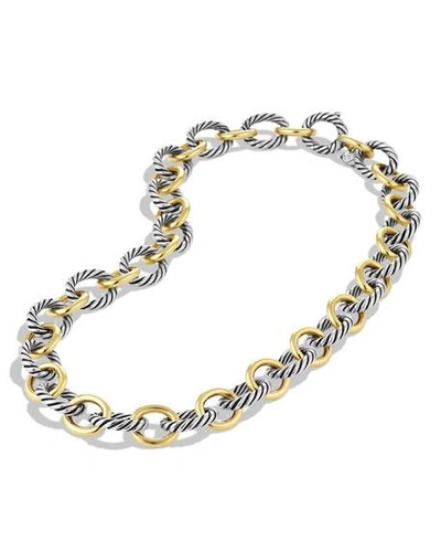 Shop David Yurman Large Sterling Silver & 18k Gold Oval Link Necklace, 18.25"l In Gold/silver