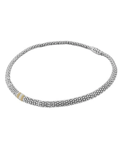 Shop Lagos Caviar Lux Diamond Station Necklace In Silver