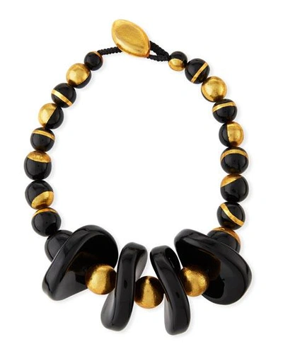 Shop Viktoria Hayman Murano Resin Collar Necklace In Black/gold