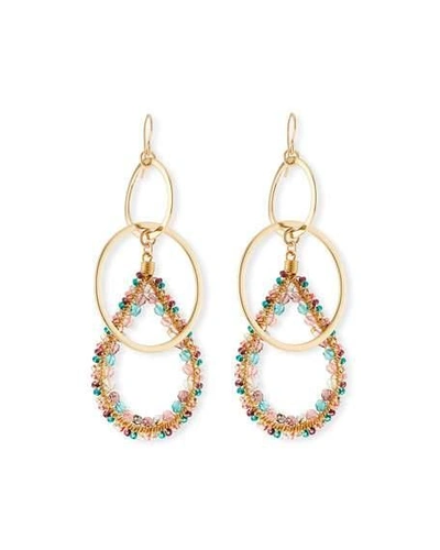 Shop Devon Leigh Double-link Teardrop Earrings W/ Beads, Pastel In Multi