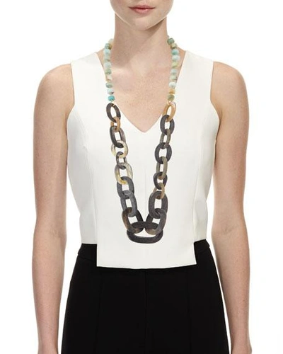 Shop Devon Leigh Mixed Rondelle & Horn-link Necklace In Multi