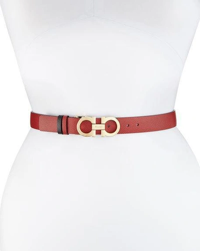 Shop Ferragamo Gancini-buckle Reversible Leather Belt In Beige