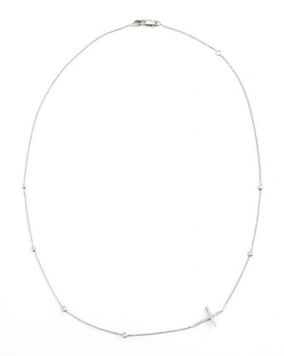 Shop Roberto Coin Integrated Diamond Cross Necklace, White Gold