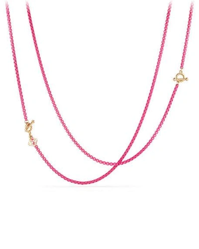 Shop David Yurman Bel-aire Adjustable Enamel Chain Necklace, 41" In Hot Pink