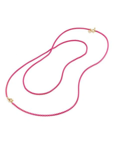 Shop David Yurman Bel-aire Adjustable Enamel Chain Necklace, 41" In Hot Pink